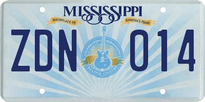 MS license plate ZDN014