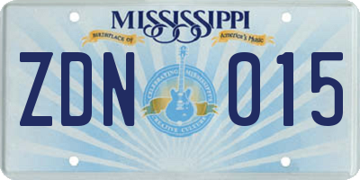 MS license plate ZDN015