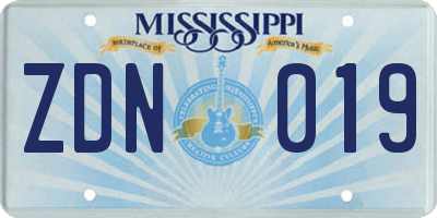 MS license plate ZDN019