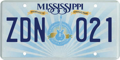 MS license plate ZDN021