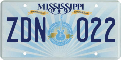 MS license plate ZDN022