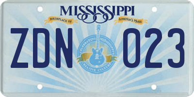 MS license plate ZDN023