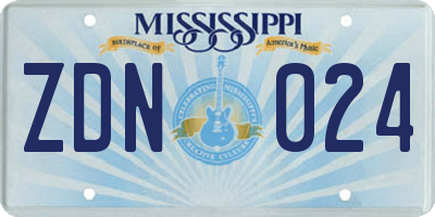 MS license plate ZDN024