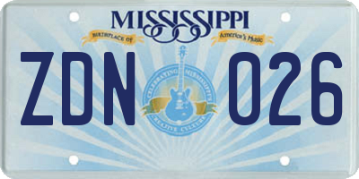 MS license plate ZDN026