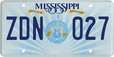 MS license plate ZDN027