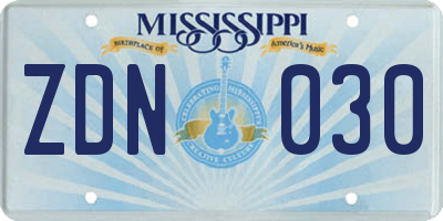 MS license plate ZDN030