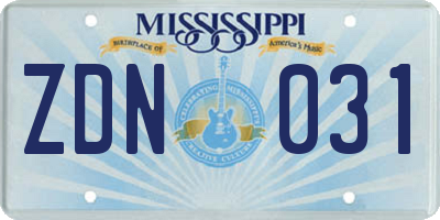 MS license plate ZDN031