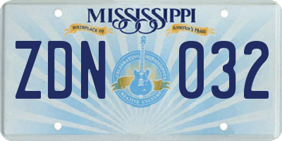 MS license plate ZDN032