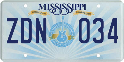 MS license plate ZDN034