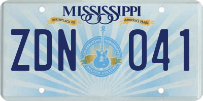 MS license plate ZDN041