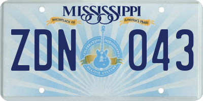 MS license plate ZDN043