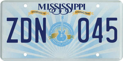 MS license plate ZDN045