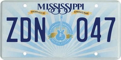 MS license plate ZDN047