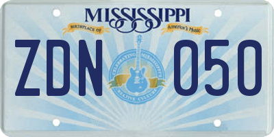 MS license plate ZDN050