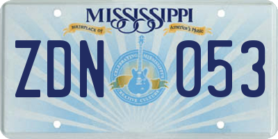 MS license plate ZDN053