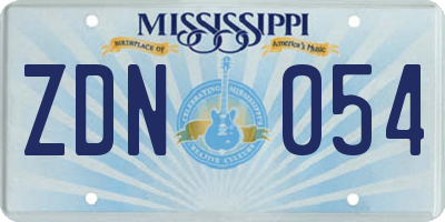 MS license plate ZDN054