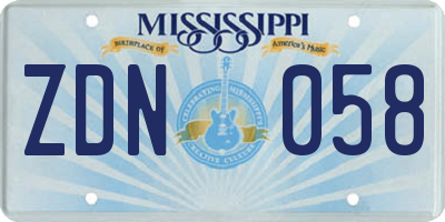 MS license plate ZDN058
