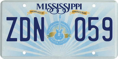 MS license plate ZDN059