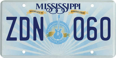 MS license plate ZDN060