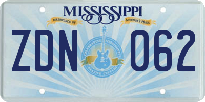 MS license plate ZDN062