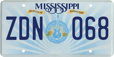 MS license plate ZDN068