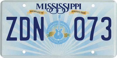 MS license plate ZDN073