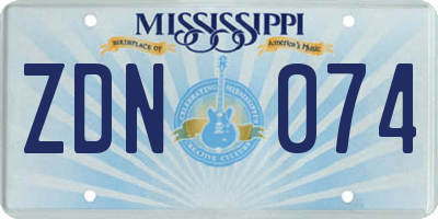 MS license plate ZDN074