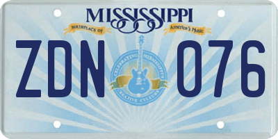 MS license plate ZDN076