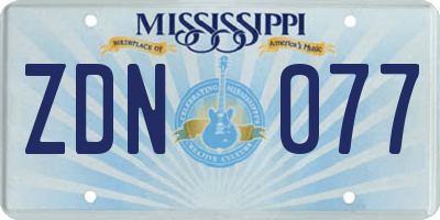 MS license plate ZDN077