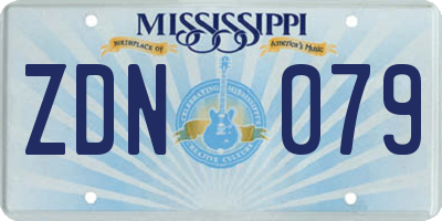 MS license plate ZDN079