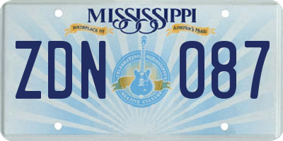 MS license plate ZDN087