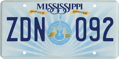 MS license plate ZDN092