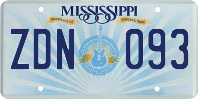 MS license plate ZDN093