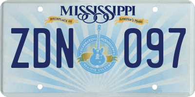 MS license plate ZDN097