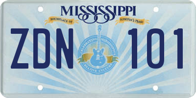 MS license plate ZDN101