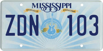 MS license plate ZDN103
