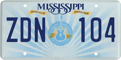 MS license plate ZDN104