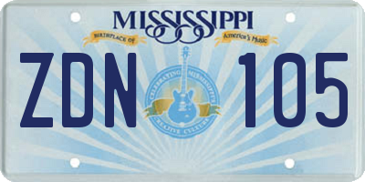 MS license plate ZDN105