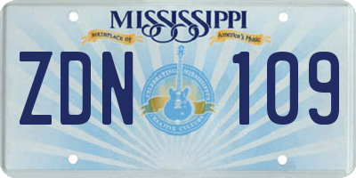 MS license plate ZDN109