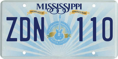 MS license plate ZDN110
