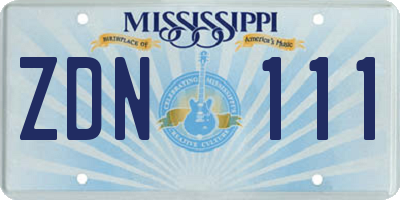 MS license plate ZDN111
