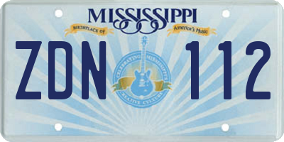 MS license plate ZDN112