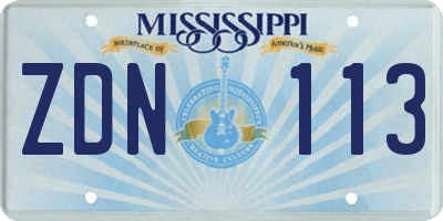 MS license plate ZDN113