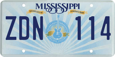 MS license plate ZDN114