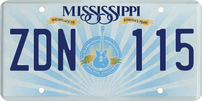 MS license plate ZDN115