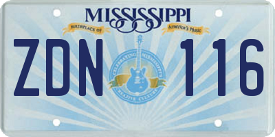 MS license plate ZDN116