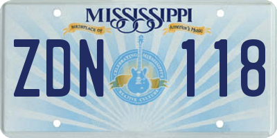 MS license plate ZDN118