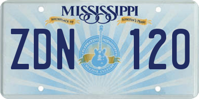 MS license plate ZDN120