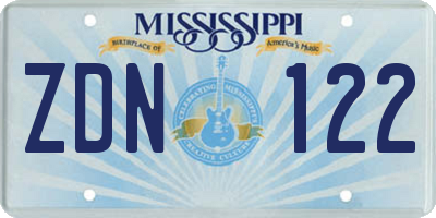 MS license plate ZDN122