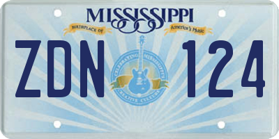 MS license plate ZDN124